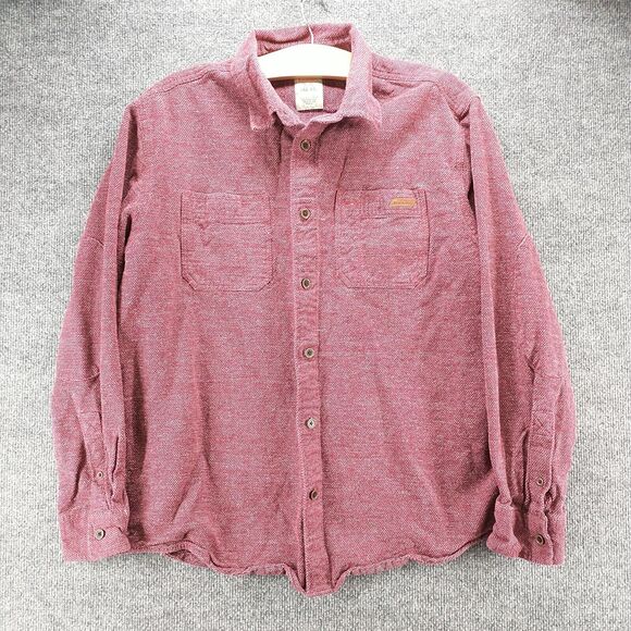 Dickies Men's Button Up Shirt Red Large Long Sleeve Chest Pocket Cotton Casual - Picture 2 of 12